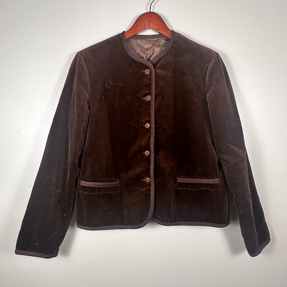 Elegant Vintage Eric Sands BrownVelvet Blazer Women's 11-12 Tailored Jacket